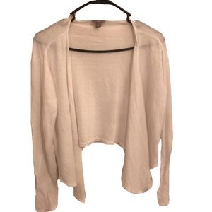 J Jill Medium Sweater Open Front Draped Cardigan White